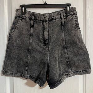 Zara High Waist Paper Bag Acid Wash Western Festival Boho Jean Shorts Size 6